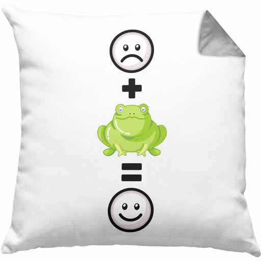 Frosch Kissen mit Füllung 40x40 Geschenk für Frosch-Liebhaber Lustige Geschenkidee :( + Frosch = :) Geburtstag (Grau) Grau Trendation