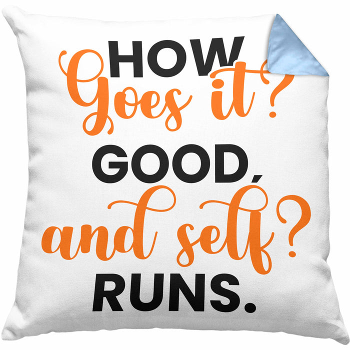 Lustige Kissen mit Füllung 40x40 Denglisch-Spruch "How goes it? Good!" (Grau) Blau Trendation