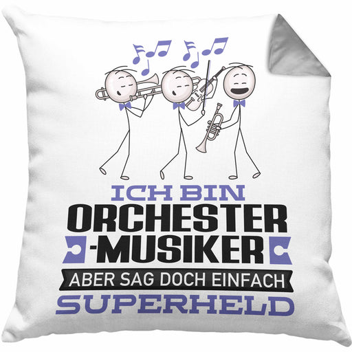 Orchestermusiker Geschenk Kissen mit Füllung 40x40 Ich Bin Orchestermusiker Aber Sag Doch Einfach Superheld Lustige Geschenkdiee für Orchestermusiker (Grau) Grau Trendation