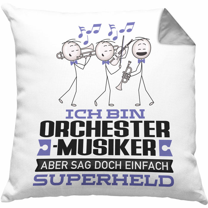 Orchestermusiker Geschenk Kissen mit Füllung 40x40 Ich Bin Orchestermusiker Aber Sag Doch Einfach Superheld Lustige Geschenkdiee für Orchestermusiker (Grau) Grau Trendation