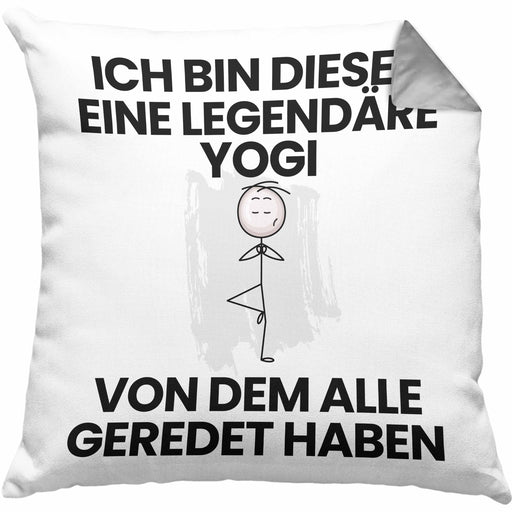Yogi Geschenk Kissen mit Füllung 40x40 Lustige Geschenkidee Geburtstag für Yogi Ich Bin Dieser Legendäre Yogi Von Dem Alle Geredet Haben (Grau) Grau Trendation