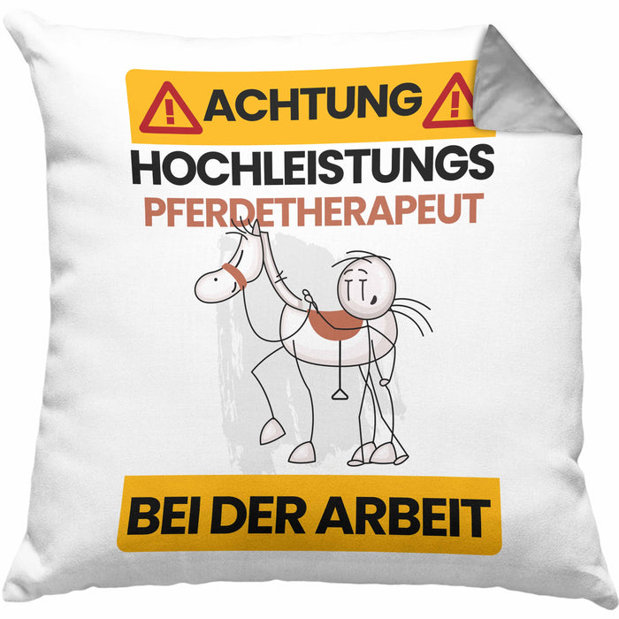 Pferdetherapeut Kissen mit Füllung 40x40 Geschenk Lustiger Spruch Geschenkidee für Pferdetherapeut Achtung Hochleistungs Pferdetherapeut Bei Der Arbeit (Grau) Grau Trendation