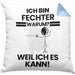 Fechter Geschenk Kissen mit Füllung 40x40 Lustiger Spruch Ich Bin Fechter Warum Weil Ich Es Kann Geschenkidee Bester Fechter Geburtstag (Grau) Blau Trendation