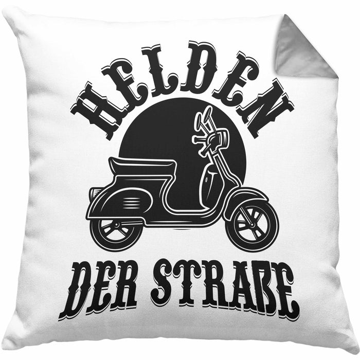 Mofa Geschenk Kissen mit Füllung 40x40 Helden Der Strasse Mofa Mofa Führerschein (Grau) Grau Trendation