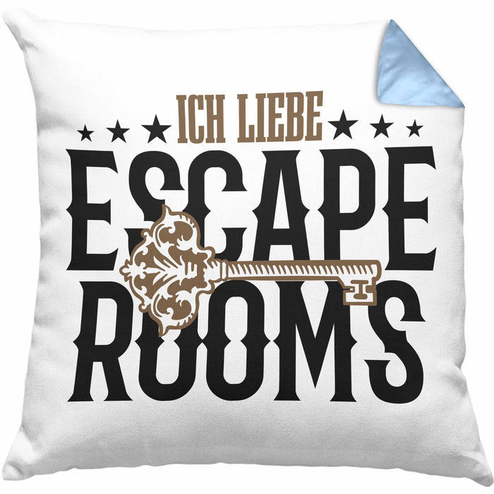 Escape Room Lustige Kissen mit Füllung 40x40 Escape Room Fans Geschenkidee (Grau) Blau Trendation