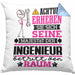 Ingenieur Geschenk Kissen mit Füllung 40x40 Lustiger Spruch Erheben Sie Sich Der Ingenieur Betritt den Raum (Grau) Blau Trendation