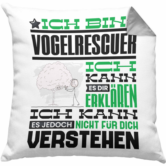 Vogelrescuer Geschenk Kaffee-Kissen mit Füllung 40x40 Geschenkidee für Vogelrescuer Ich Bin Vogelrescuer Ich Kann Es Dir Erklären Jedoch Nicht Für Dich Verstehen Spruch Lustig (Grau) Grau Trendation
