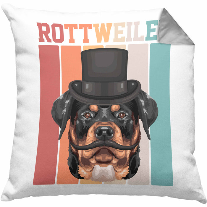 Rottweiler Besitzer Kissen mit Füllung 40x40 Geschenk Lustiger Spruch Geschenkidee Retro Vinatge Rottweiler (Grau) Grau Trendation
