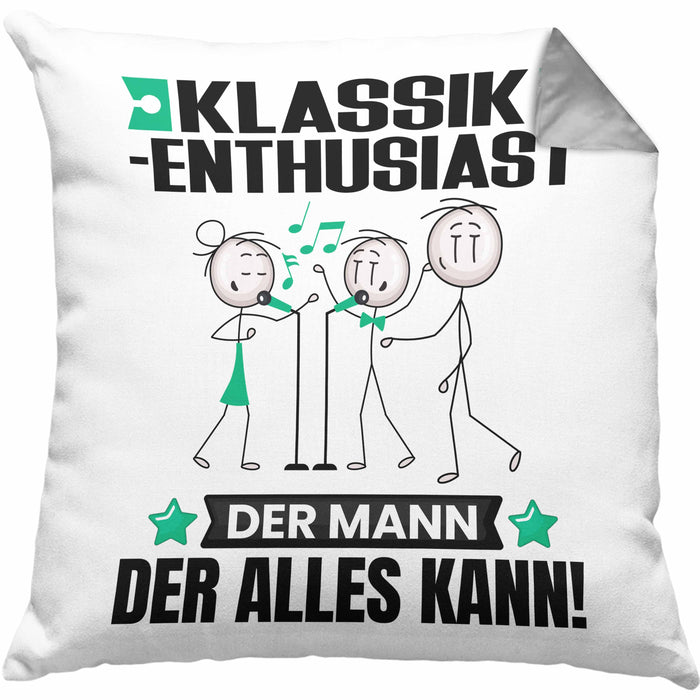 Klassik-Enthusiast Kissen mit Füllung 40x40 Geschenk für Klassik-Enthusiast Der Mann Der Alles Kann Geschenkidee zum Geburtstag (Grau) Grau Trendation