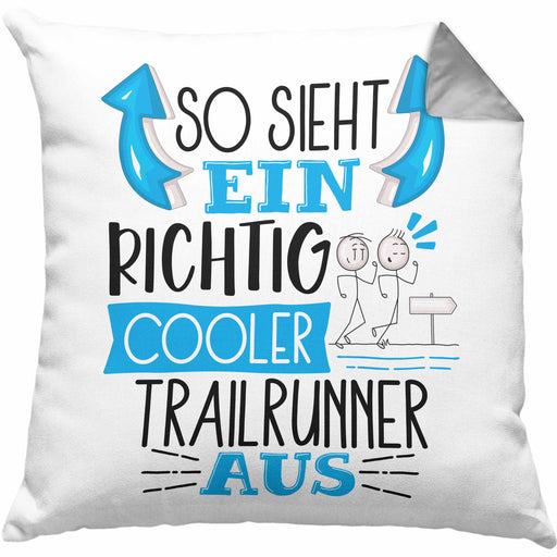 So Sieht Ein Richtig Cooler Trailrunner Aus Kissen mit Füllung 40x40 Geschenk für Trailrunner Geburtstag Geschenkdiee (Grau) Grau Trendation