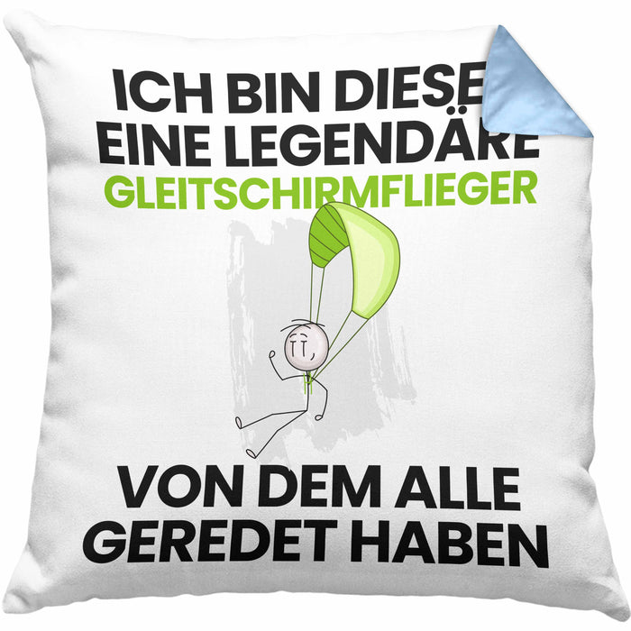 Gleitschirmflieger Geschenk Kissen mit Füllung 40x40 Lustige Geschenkidee Geburtstag für Gleitschirmflieger Ich Bin Dieser Legendäre Gleitschirmflieger Von Dem Alle Geredet Haben (Grau) Blau Trendation