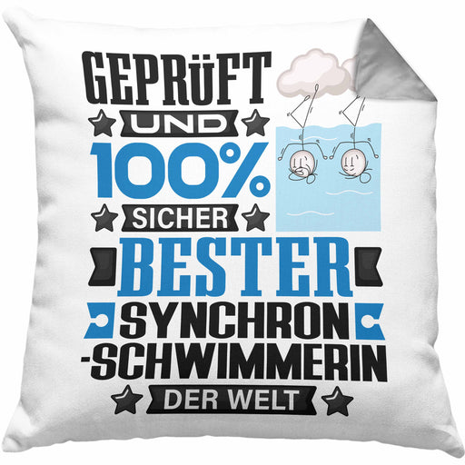 Synchronschwimmerin Geschenk Lustiger Spruch für Synchronschwimmerin Geschenkidee Bester Synchronschwimmerin Der WeltKissen mit Füllung 40x40 (Grau) Grau Trendation