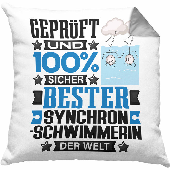 Synchronschwimmerin Geschenk Lustiger Spruch für Synchronschwimmerin Geschenkidee Bester Synchronschwimmerin Der WeltKissen mit Füllung 40x40 (Grau) Grau Trendation