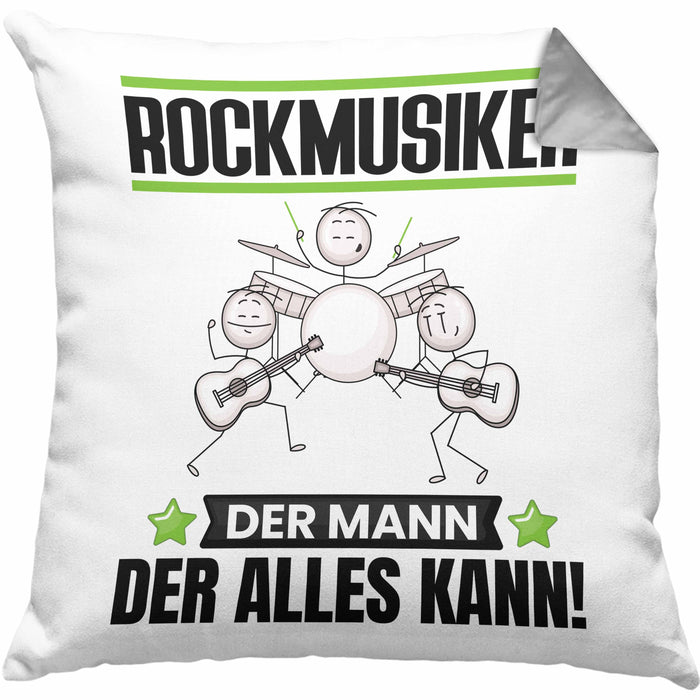 Rockmusiker Kissen mit Füllung 40x40 Geschenk für Rockmusiker Der Mann Der Alles Kann Geschenkidee zum Geburtstag (Grau) Grau Trendation