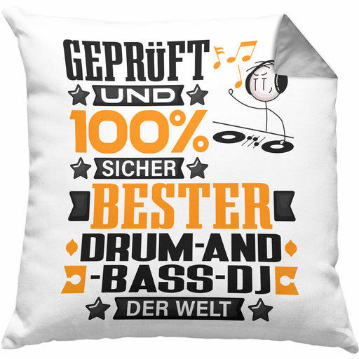 Drum-and-Bass-DJ Geschenk Lustiger Spruch für Drum-and-Bass-DJ Geschenkidee Bester Drum-and-Bass-DJ Der WeltKissen mit Füllung 40x40 (Grau) Grau Trendation