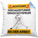 Eishockeyspieler Kissen mit Füllung 40x40 Geschenk Lustiger Spruch Geschenkidee für Eishockeyspieler Achtung Hochleistungs Eishockeyspieler Bei Der Arbeit (Grau) Blau Trendation