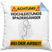 Spaziergänger Kissen mit Füllung 40x40 Geschenk Lustiger Spruch Geschenkidee für Spaziergänger Achtung Hochleistungs Spaziergänger Bei Der Arbeit (Grau) Blau Trendation