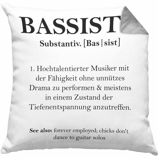 Bassist Kissen mit Füllung 40x40 Geschenk Definition Lustiger Spruch Bass-Spieler Geschenkidee (Grau) Grau Trendation