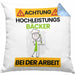 Bäcker Kissen mit Füllung 40x40 Geschenk Lustiger Spruch Geschenkidee für Bäcker Achtung Hochleistungs Bäcker Bei Der Arbeit (Grau) Blau Trendation