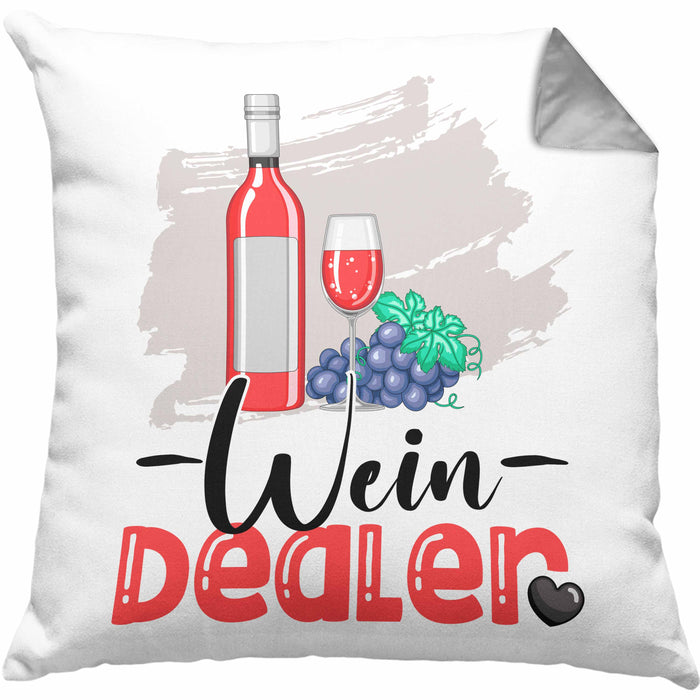 Wein Dealer Kissen mit Füllung 40x40 Geschenk für Weinverkäufer Geburtstag Spruch Geschenkidee Bester Weinverkäufer Weinhändler (Grau) Grau Trendation