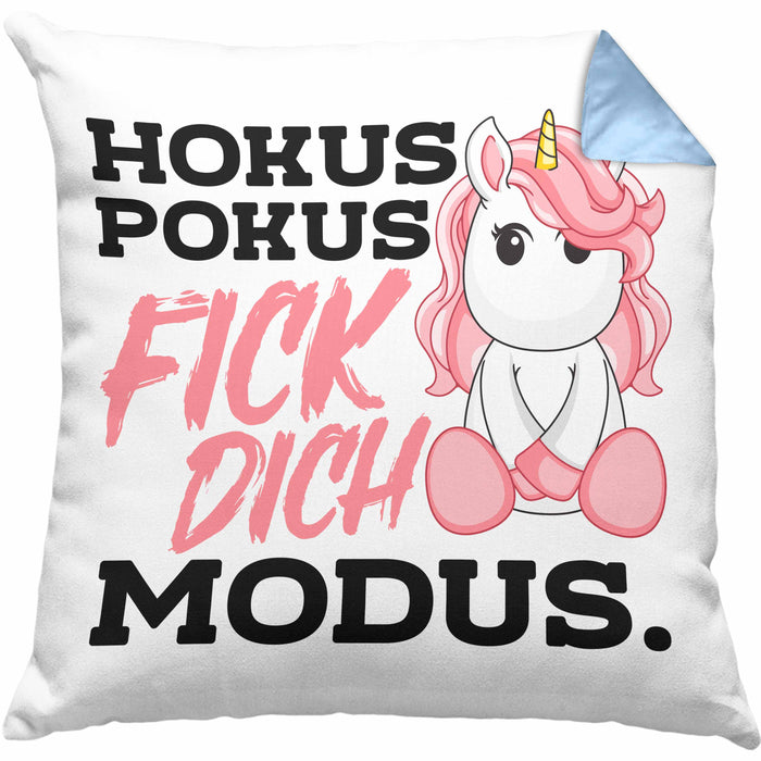 Lustige Ich Hasse Menschen Kissen mit Füllung 40x40 Mit Spruch Einhorn Geschenk Mama Freundin Kollegin Geschenkidee Arbeit Frauen (Grau) Blau Trendation