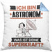 Astronom Kissen mit Füllung 40x40 Geschenk für Astronom Geburtstag Lustiger Spruch Was Ist Deine Superkraft (Grau) Blau Trendation