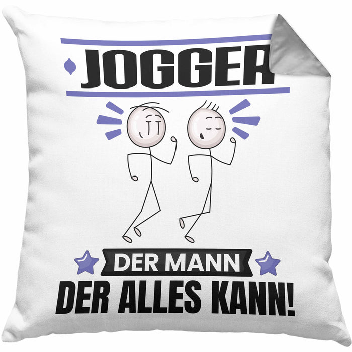 Jogger Kissen mit Füllung 40x40 Geschenk für Jogger Der Mann Der Alles Kann Geschenkidee zum Geburtstag (Grau) Grau Trendation