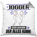 Jogger Kissen mit Füllung 40x40 Geschenk für Jogger Der Mann Der Alles Kann Geschenkidee zum Geburtstag (Grau) Grau Trendation