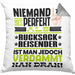 Rucksackreisender Geschenk Kissen mit Füllung 40x40 Lustige Geschenkidee für Rucksackreisender Geburtstag Niemand Ist Perfekt Aber Als Rucksackreisender Ist Man Nah Dran (Grau) Grau Trendation