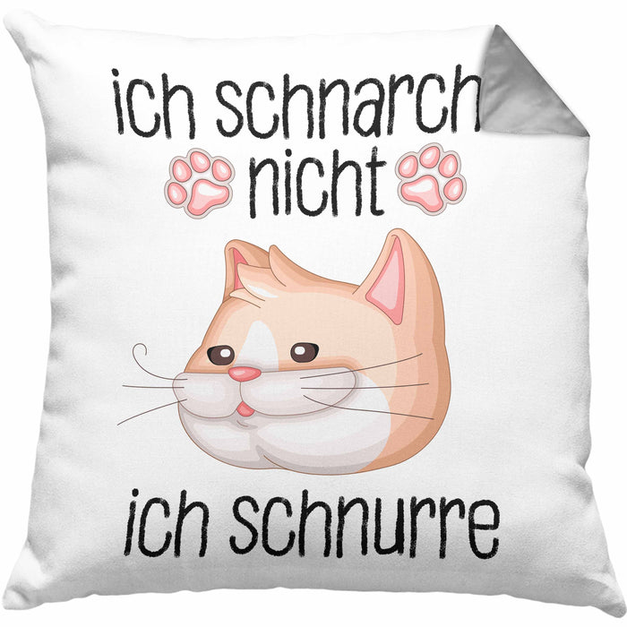 Katzen Mama Kissen mit Füllung 40x40 Geschenk Ich Schnarche Nicht Ich Schnurre Lustige Geschenkidee Katzen Fans Besitzer (Grau) Grau Trendation