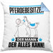 Pferdebesitzer Kissen mit Füllung 40x40 Geschenk für Pferdebesitzer Der Mann Der Alles Kann Geschenkidee zum Geburtstag (Grau) Blau Trendation