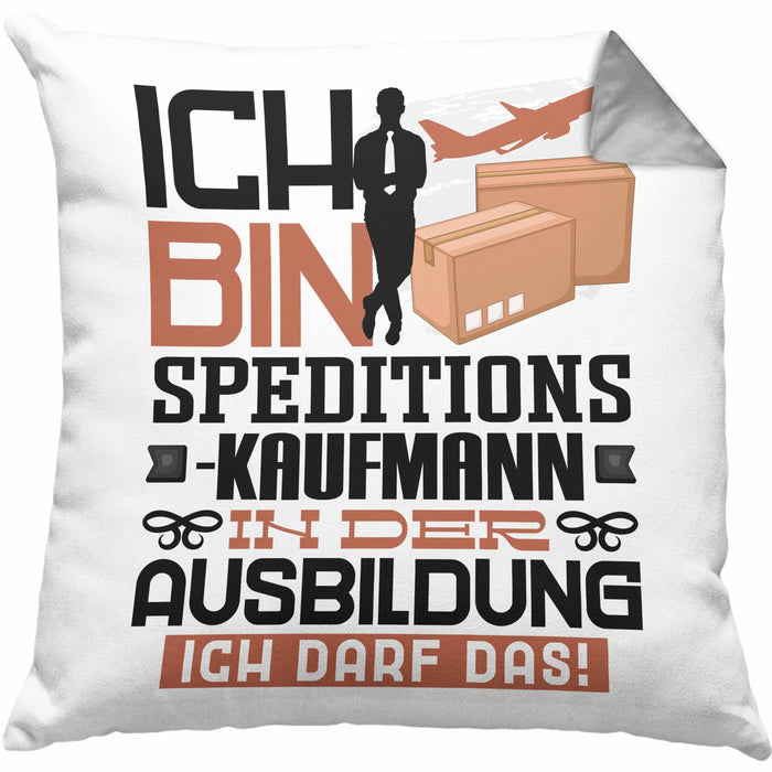 Speditionskaufmann Ausbildung Kissen mit Füllung 40x40 Geschenk Ich Bin Speditionskaufmann In Der Ausbildung Ich Darf Das Geschenkidee Spruch (Grau) Grau Trendation