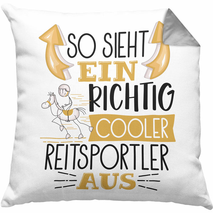 Reitsportler Kissen mit Füllung 40x40 So Sieht Ein Richtig Cooler Reitsportler Aus Geschenk Lustiger Spruch Geschenkidee (Grau) Grau Trendation