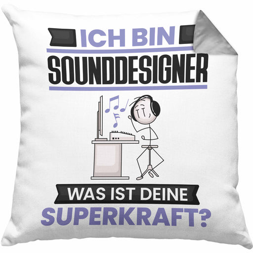 Sounddesigner Kissen mit Füllung 40x40 Geschenk für Sounddesigner Geburtstag Lustiger Spruch Was Ist Deine Superkraft (Grau) Grau Trendation