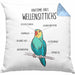 Lustige Wellensittich-Kissen mit Füllung 40x40 Geschenk für Wellensittich-Besitzer (Grau) Blau Trendation