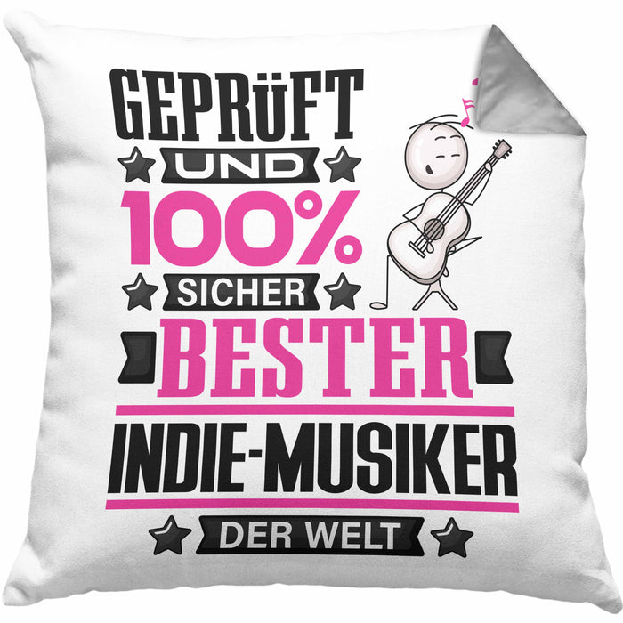 Indie-Musiker Geschenk Lustiger Spruch für Indie-Musiker Geschenkidee Bester Indie-Musiker Der WeltKissen mit Füllung 40x40 (Grau) Grau Trendation