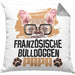 Französische Bulldogge Papa Besitzer Kissen mit Füllung 40x40 Geschenk Lustiger Spruch Geschenkidee Französische Bulldogge Liebhaber (Grau) Grau Trendation