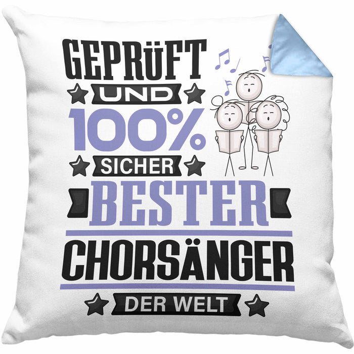Chorsänger Geschenk Lustiger Spruch für Chorsänger Geschenkidee Bester Chorsänger Der WeltKissen mit Füllung 40x40 (Grau) Blau Trendation