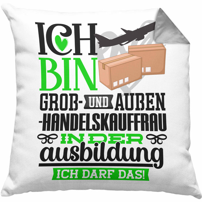Groß- und Außenhandelskauffrau Ausbildung Start Geschenk Kissen mit Füllung 40x40 Ich Bin Groß- und Außenhandelskauffrau In Der Ausbildung Ich Darf Das Geschenkidee (Grau) Grau Trendation