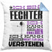 Fechter Geschenk Kaffee-Kissen mit Füllung 40x40 Geschenkidee für Fechter Ich Bin Fechter Ich Kann Es Dir Erklären Jedoch Nicht Für Dich Verstehen Spruch Lustig (Grau) Blau Trendation