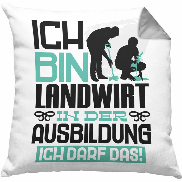 Landwirt Ausbildung Kissen mit Füllung 40x40 Geschenk Ich Bin Landwirt In Der Ausbildung Ich Darf Das Geschenkidee Spruch (Grau) Grau Trendation