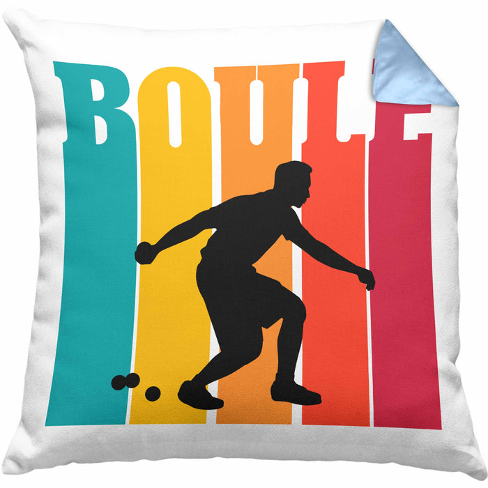 Boule Kissen mit Füllung 40x40 für Boule-Spieler als Geschenkidee Spruch (Grau) Blau Trendation