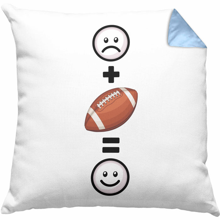 American Football Kissen mit Füllung 40x40 Geschenk für Footballspieler Lustige Geschenkidee :( + Football = :) Geburtstag (Grau) Blau Trendation
