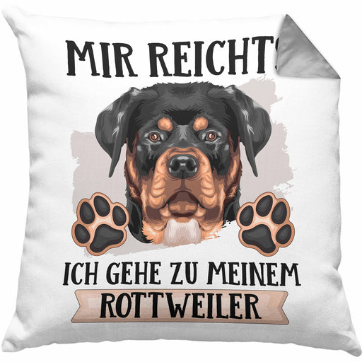 Rottweiler Besitzer Kissen mit Füllung 40x40 Geschenk Lustiger Spruch Geschenkidee Mir Reichts Ich Geh Zu Meinem Rottweiler (Grau) Grau Trendation