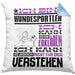 Hundesportler Geschenk Kaffee-Kissen mit Füllung 40x40 Geschenkidee für Hundesportler Ich Bin Hundesportler Ich Kann Es Dir Erklären Jedoch Nicht Für Dich Verstehen Spruch Lustig (Grau) Blau Trendation