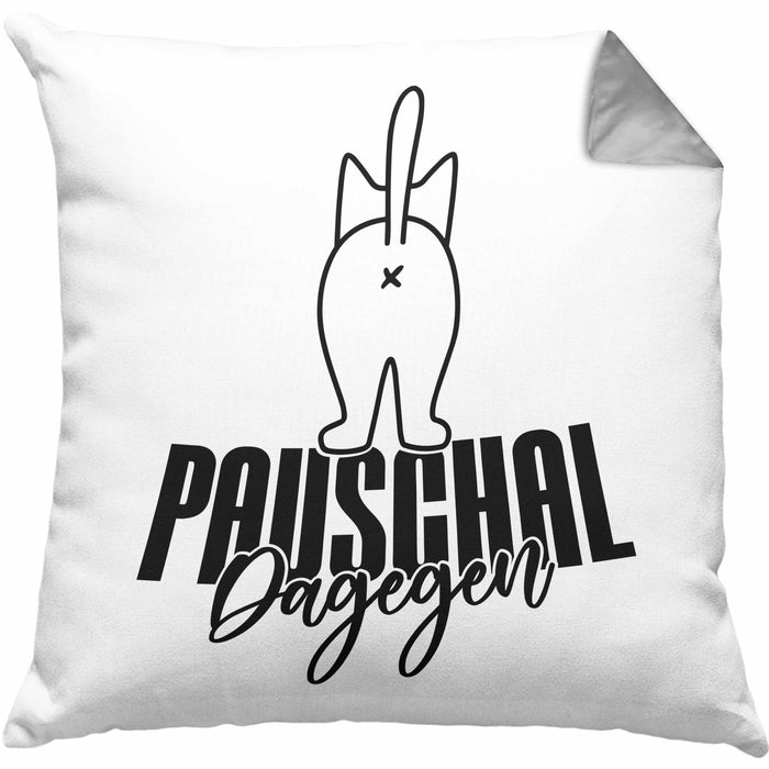 Katzen Kissen mit Füllung 40x40 Pauschal Dagegen Katze Katzenliebhaber Kater Geschenk Miau Katzenbesitzerin Geschenkidee Humor (Grau) Grau Trendation