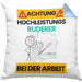 Ruderer Kissen mit Füllung 40x40 Geschenk Lustiger Spruch Geschenkidee für Ruderer Achtung Hochleistungs Ruderer Bei Der Arbeit (Grau) Blau Trendation
