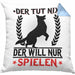 Hund Kissen mit Füllung 40x40 Geschenk Hunde-Besitzer Geschenkidee (Grau) Blau Trendation