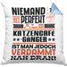 Katzencafégänger Geschenk Kissen mit Füllung 40x40 Lustige Geschenkidee für Katzencafégänger Geburtstag Niemand Ist Perfekt Aber Als Katzencafégänger Ist Man Nah Dran (Grau) Blau Trendation