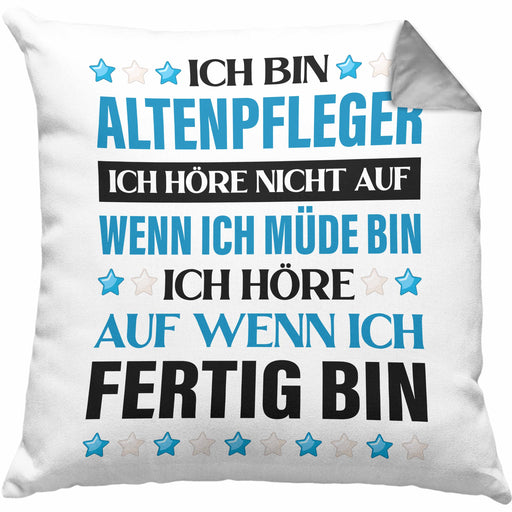 Altenpfleger Geschenke Lustig Kissen mit Füllung 40x40 Zubehör Pfleger Geschenkidee (Grau) Grau Trendation